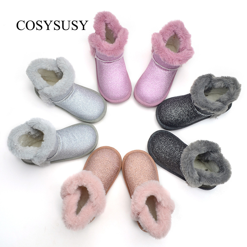 清仓外贸儿童雪地靴小女孩短靴女宝宝格利特加厚保暖棉鞋|ru