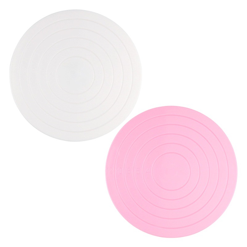 Diámetro 14cm torta plato giratorio plástico ahora DIY simulación suministros para hornear soporte de flores montado pastel rosa decorada mesa giratoria