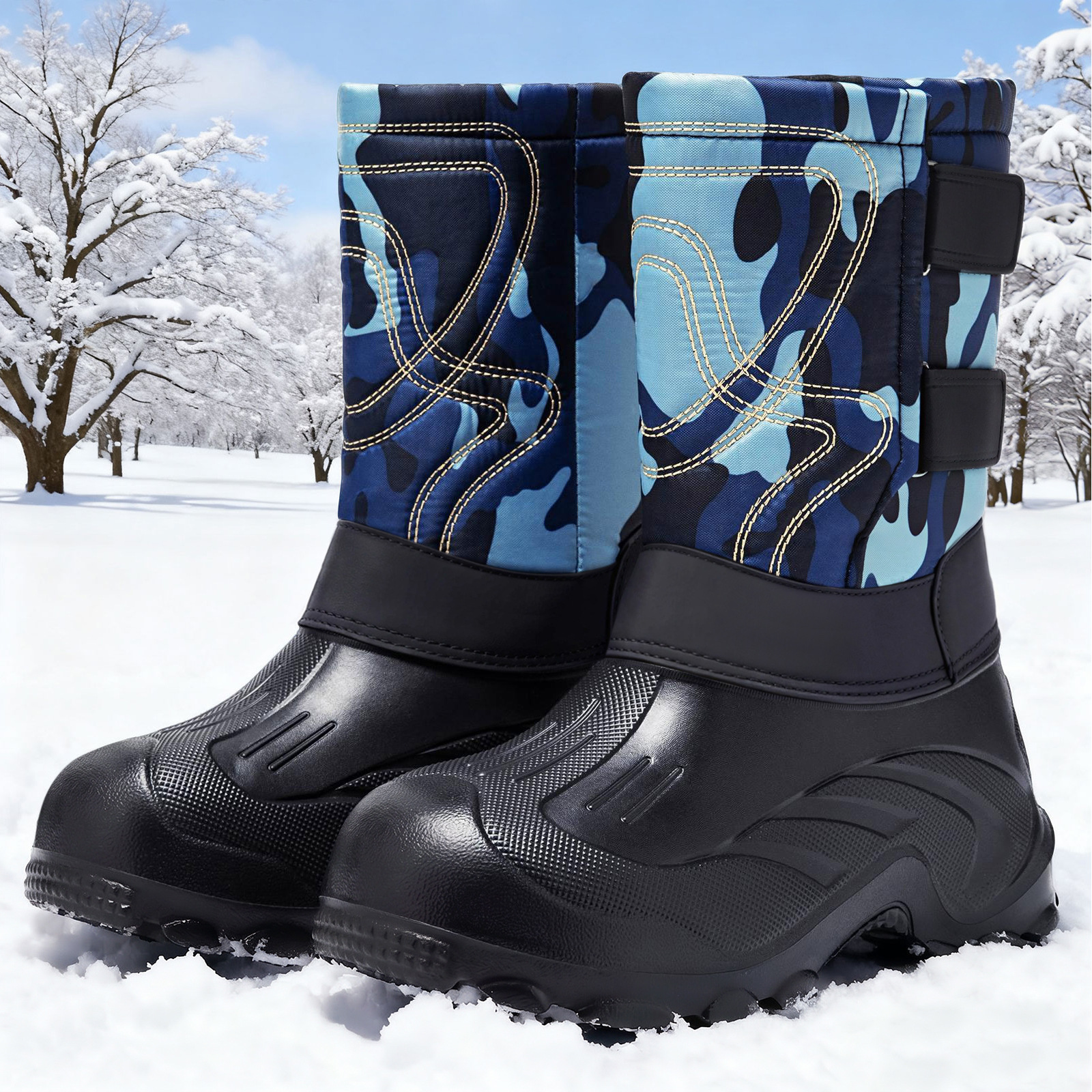Zapatos de algodón para hombres, botas de nieve de tubo alto de invierno, botas de algodón gruesas transfronterizas, zapatos de algodón cómodos al aire libre. image 3