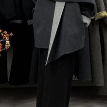 大牌双色双面羊毛羊绒大衣中长款围巾斗篷披肩加厚慵懒宽松女外套