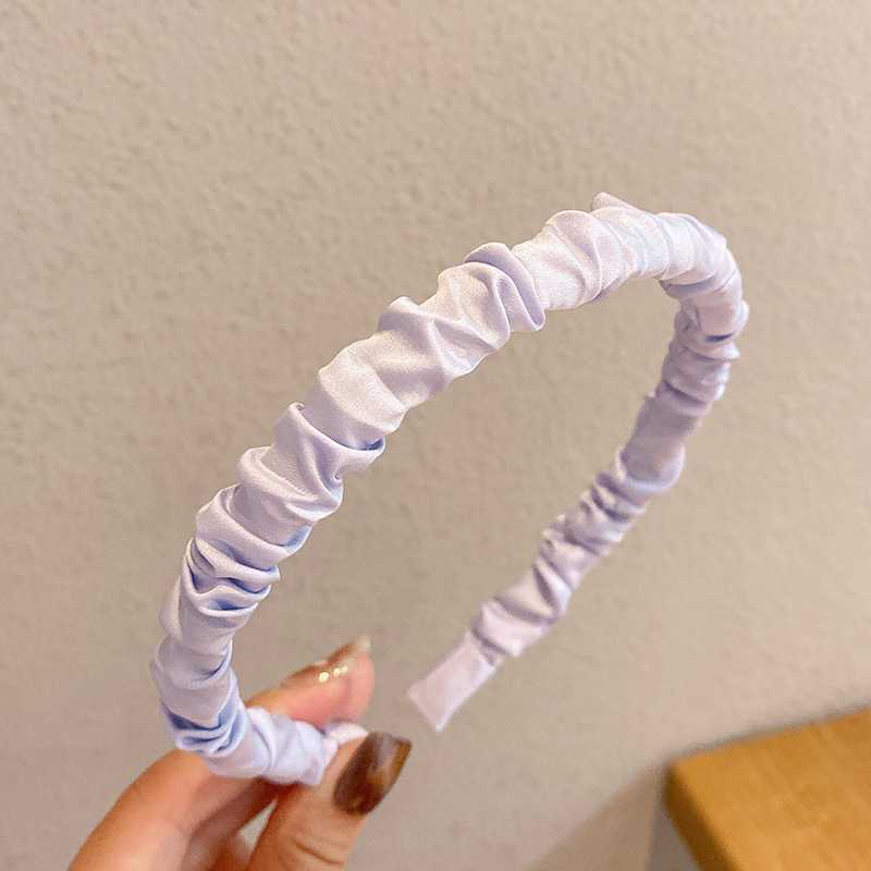 Diadema de satén de color sólido al por mayor diadema plisada Internet celebridad dulce temperamento diadema clip de pelo lavado de cara presión banda de pelo tocado femenino