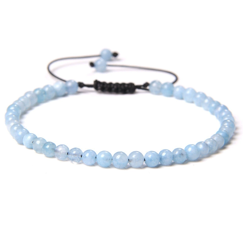 Органический текстильный регулируемый натуральный минерал, бисер bracelet для йоги ручной работы, украшение, аксессуар, (跨境贸易), 4 мм, с камнем