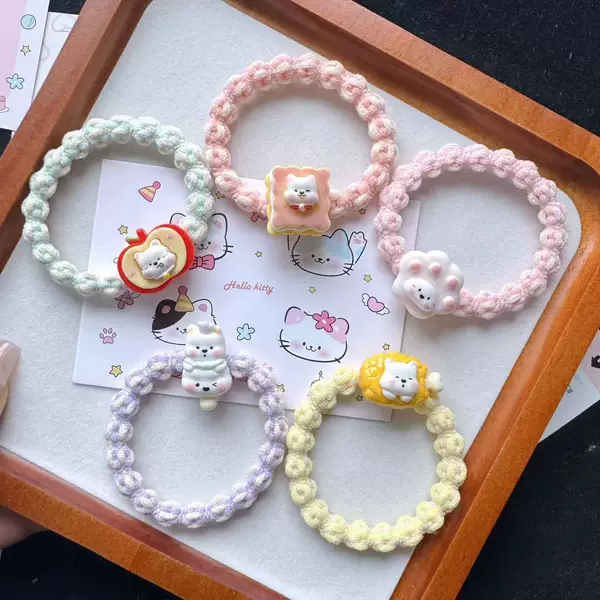 Cute Little White Dog Dopamine Colorful Hair Tie Sweet Ins Girl Couple Best Friend Hair Rope Rubber Band Hair Accessories Headdress