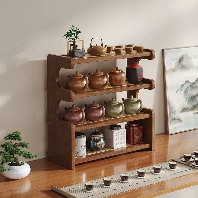 楠竹博古杯架茶具置物架紫砂壶桌面摆放架茶壶展示架茶叶茶杯架