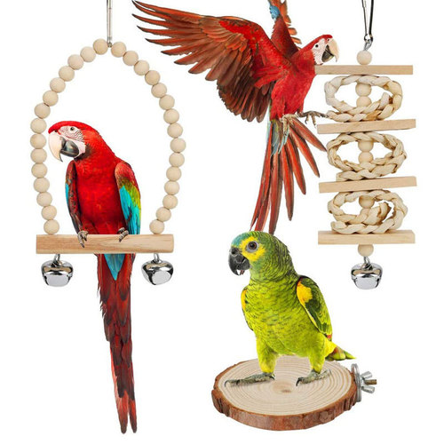 Parrot Toy Set Bird Cage Accessories Bird Supplies Utensils Amazon Swing Log Color Bird Toy