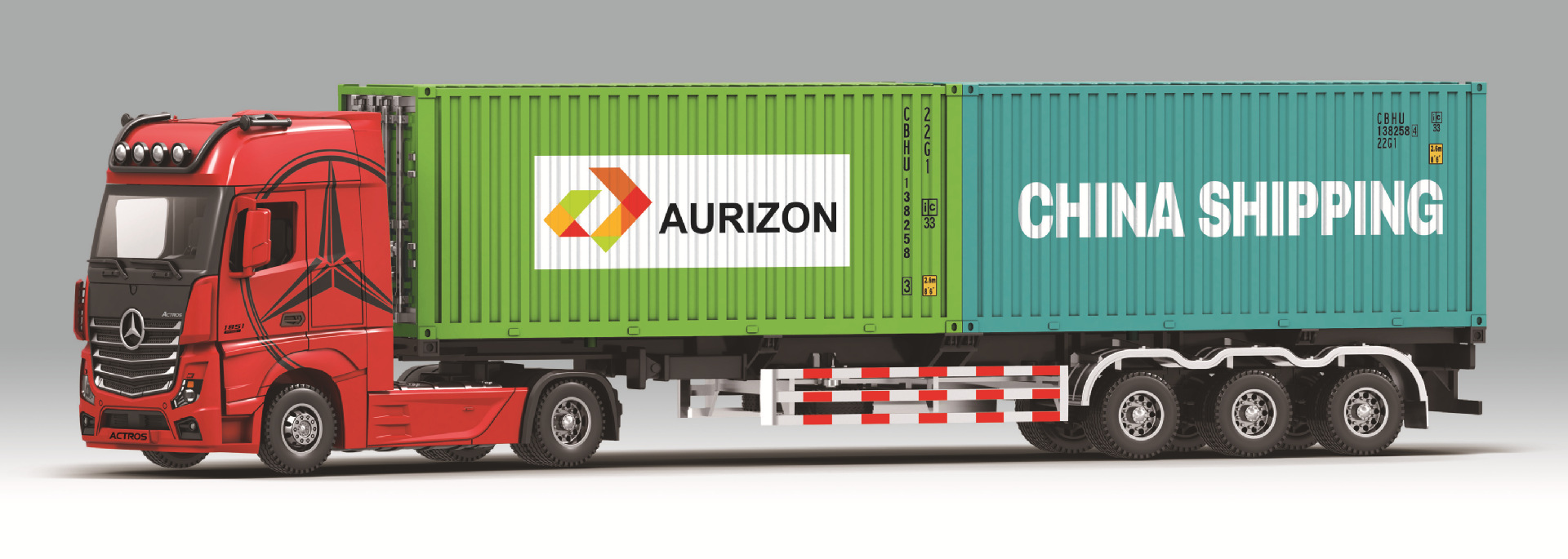 Hengteng aleación modelo de coche 1:24 Dapeng transporte remolque sonido y luz contenedor juguete coche música modelo Decoración