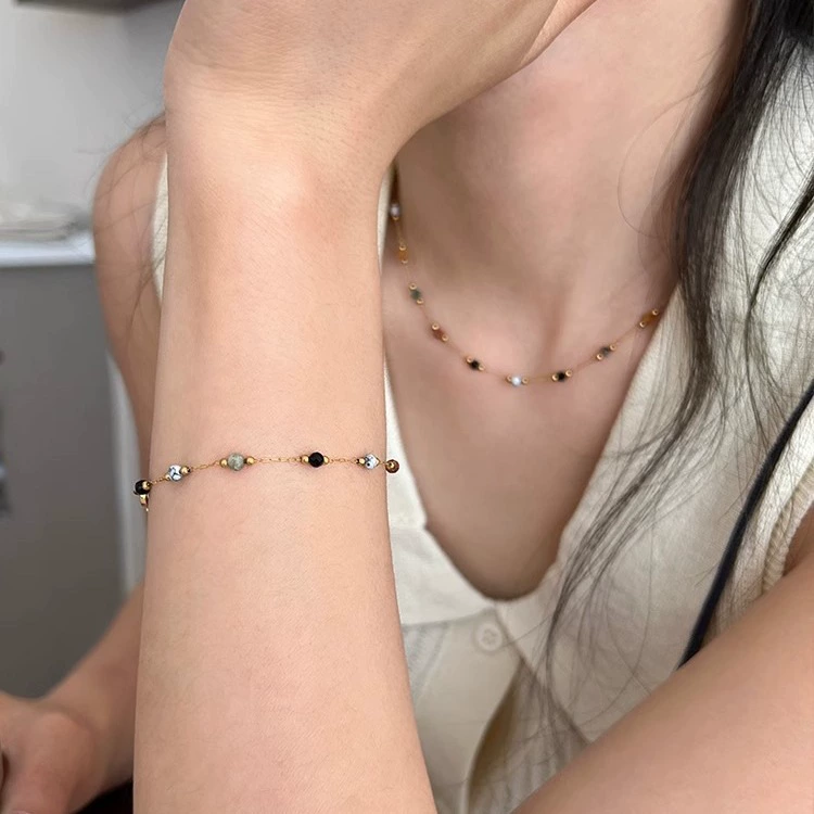 Европейский и американский новый модный нишельный дизайн индивидуальность простой натуральный шелк с бисером ручной работы