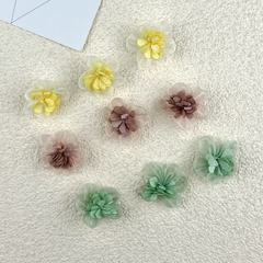日韩新款布艺网纱五瓣花森女系仿真花朵diy手工发夹儿童服装配饰