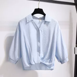 复古港风短款衬衫女七分袖2026春夏季新款设计感上衣别致小众百搭