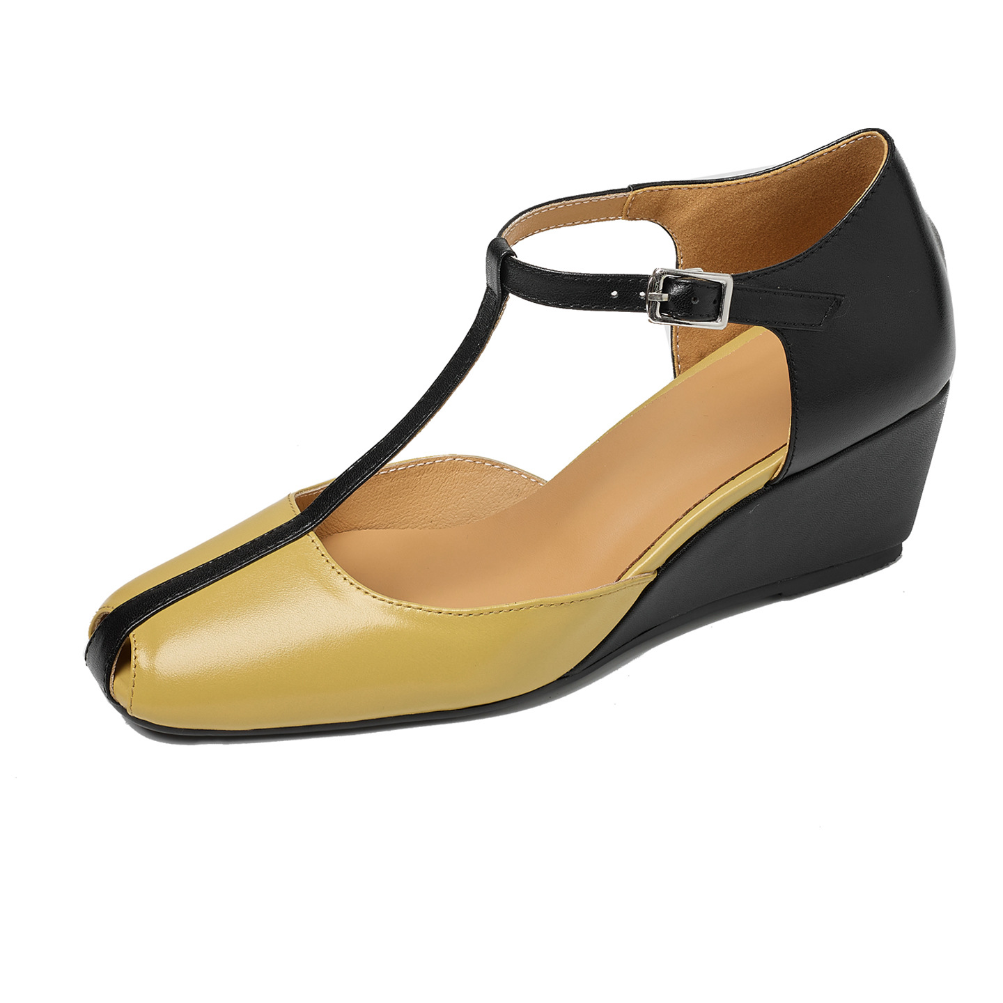 Sandal nữ cao gót phong cách Pháp cổ điển, quai chữ T, gót xuồng, mũi hở — màu nâu