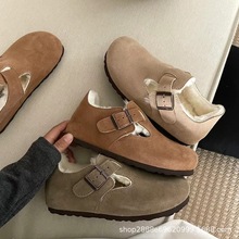 桑坡村牛皮软木颗粒鞋床舒适轻便真羊毛棉鞋懒人勃肯一脚蹬包跟鞋