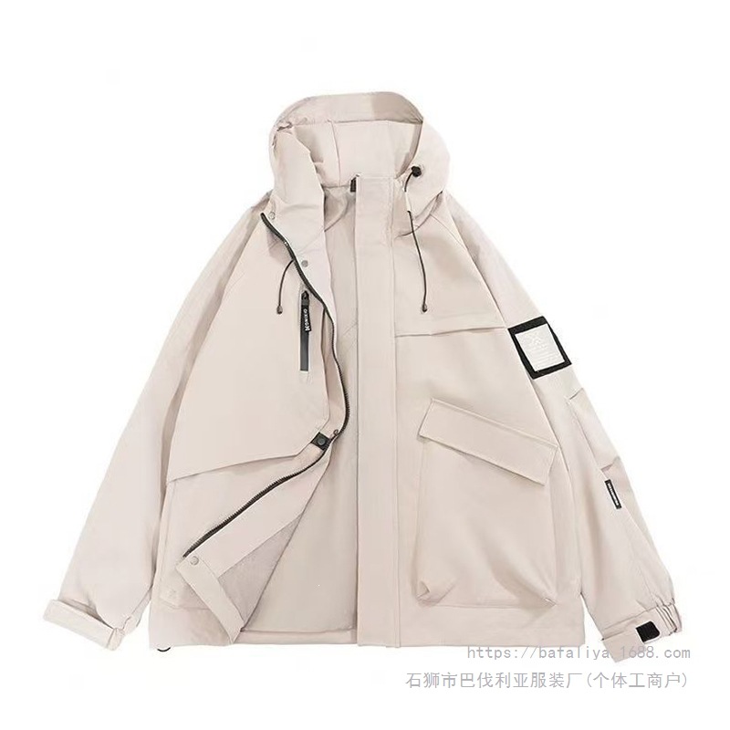 Men's autumn and winter outdoor mountain-style jacket, cross-border windproof and waterproof mountaineering jacket for men, couple's hooded version