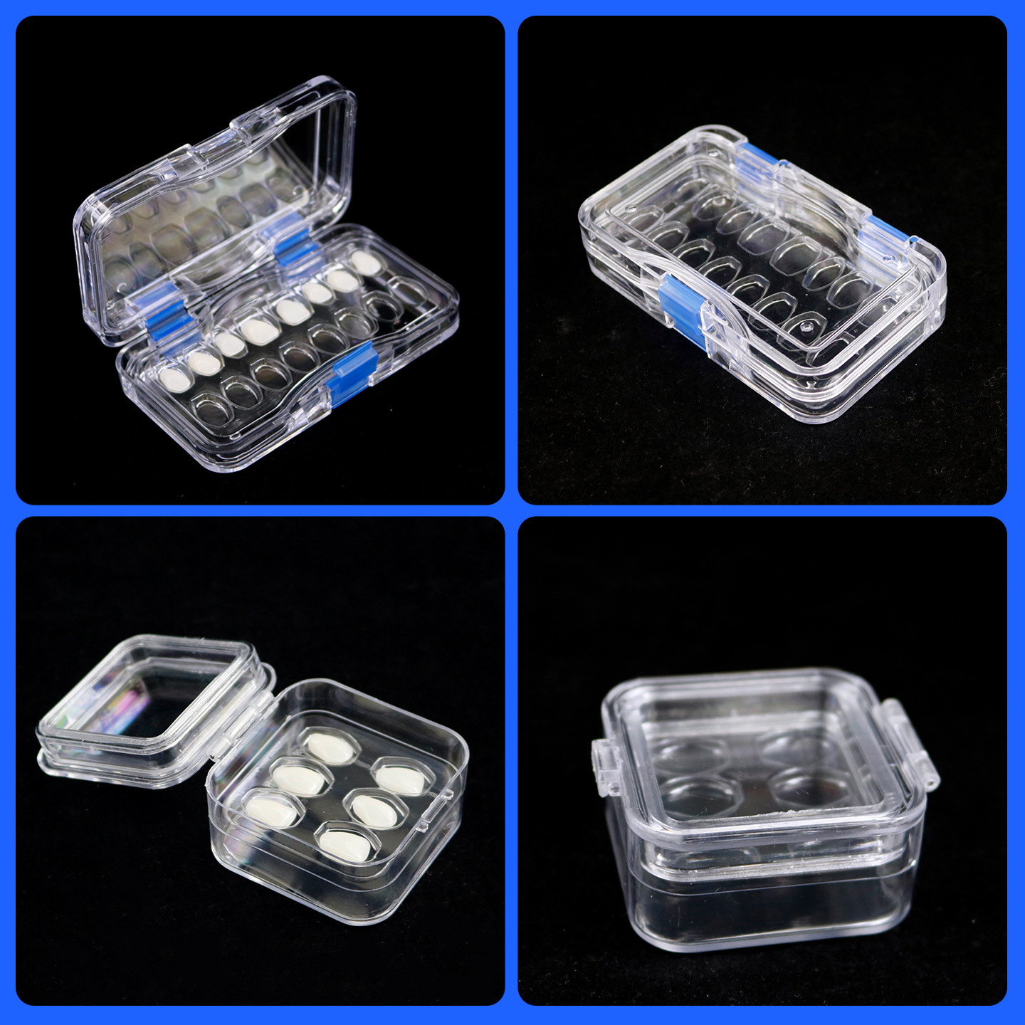 Caja de película transparente dental caja titular de dentadura de alta gama de caja de embalaje de dentadura caja corrector caja de dientes antisísmicos caja de limpieza