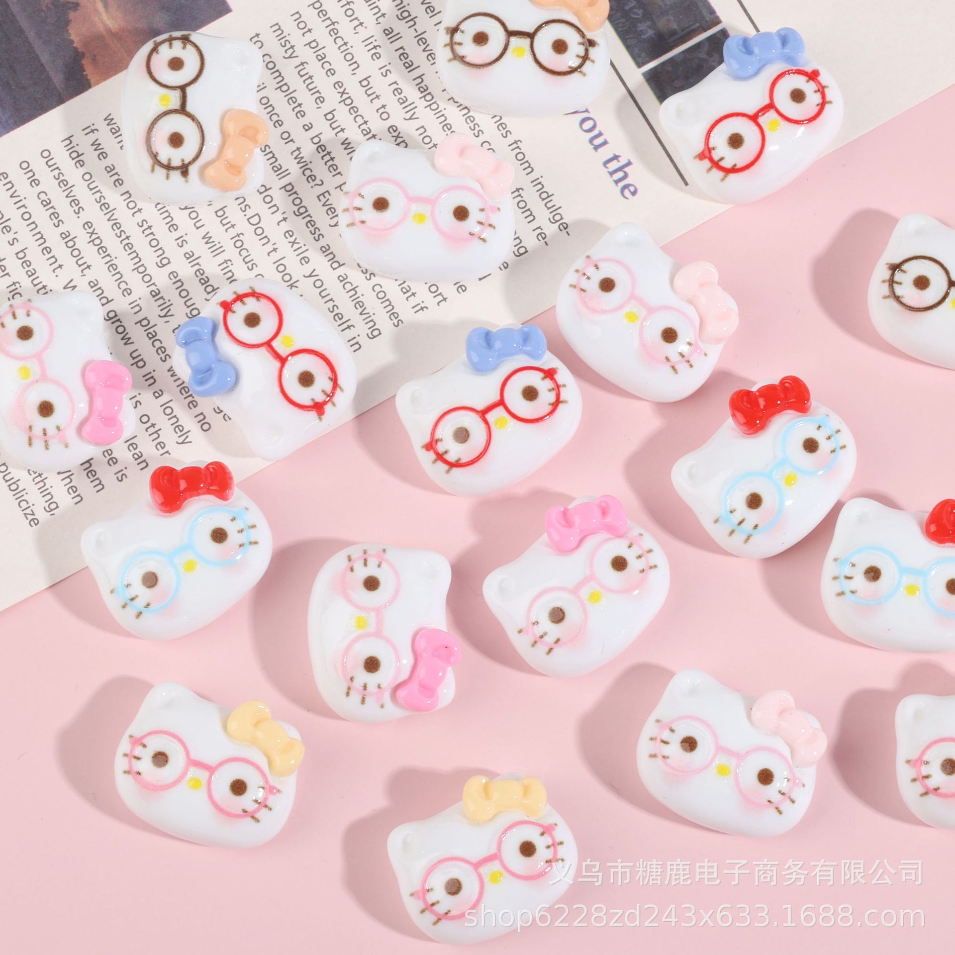 Cartoon Bow Tie Glasses Meow Creative Handmade DIY Cream Glue Resin Accessories Small Accessories Jewelry Materials Wholesale