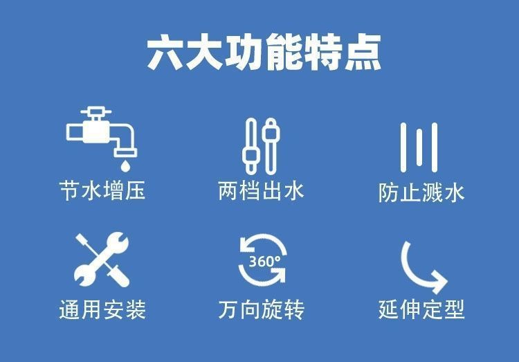 Universal joint, rotatable and extendable, universal shower head, splash-proof faucet, water purifier for household use. Direct selling hot Specification drawing