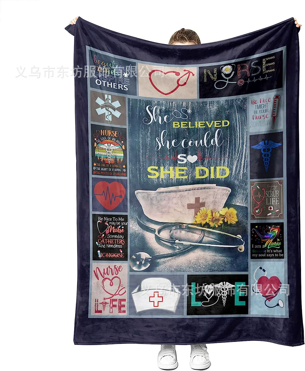 Черный Медсестра Подарок Леди Мягкая Шерсть Одеяло Черный Медсестра Выпускной Подарок Фланель Одеяло