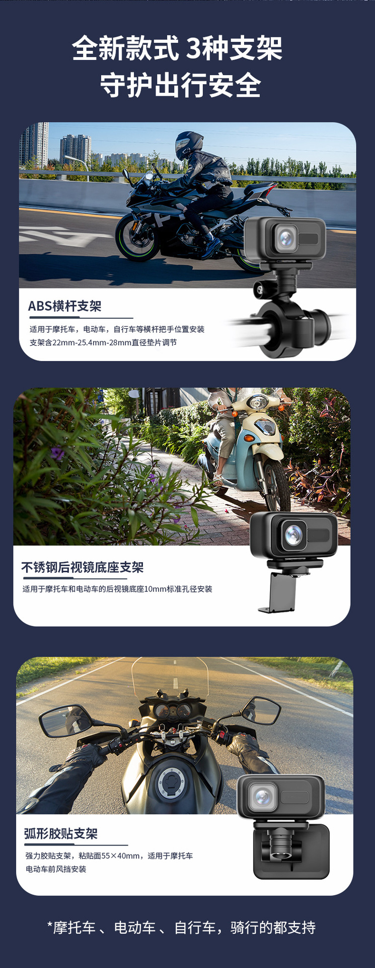 Cross-Border Portable Driving Recorder, Motorcycle, Electric Vehicle, Outdoor Riding Sports Camera, 2K High-Definition Waterproof