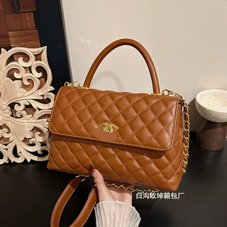 跨境2026新款质感绣线单肩斜挎女包小香风菱格链条手提包工厂批发