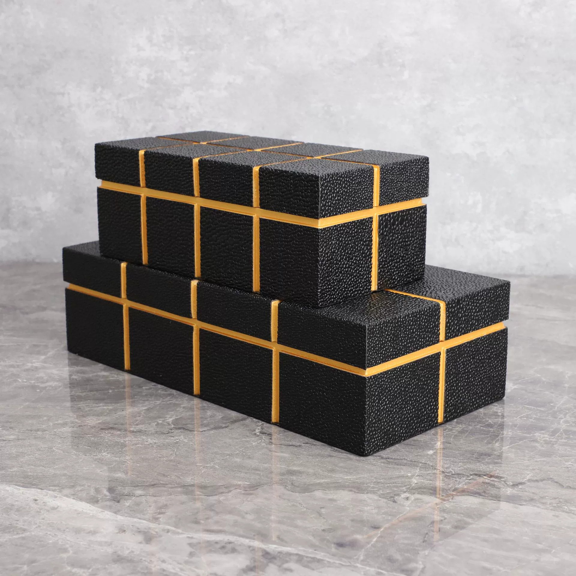 Современный простой сетчатый кожаный ящик для хранения Модель комнаты Выставочный зал Домашняя гардеробная Шкатулка для драгоценностей Настольный свет Роскошные украшения