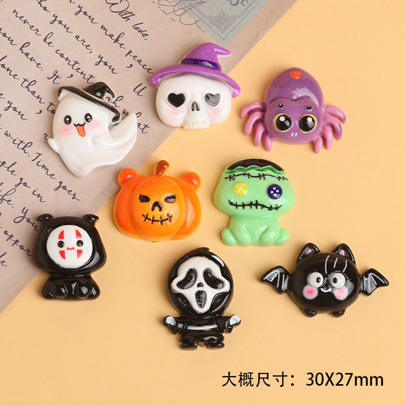 漫画面白いハロウィンゴーストカボチャ樹脂アクセサリー diy ジュエリーヘアアクセサリーキーホルダーペンダント下駄バックル|undefined