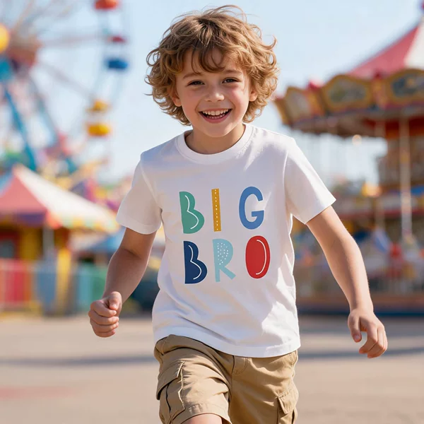 Fd67074462 Kidsren's Short-Sleeved T-Shirt Big Bro Printed Summer New Casual Round Neck Kidsren's Clothing Top