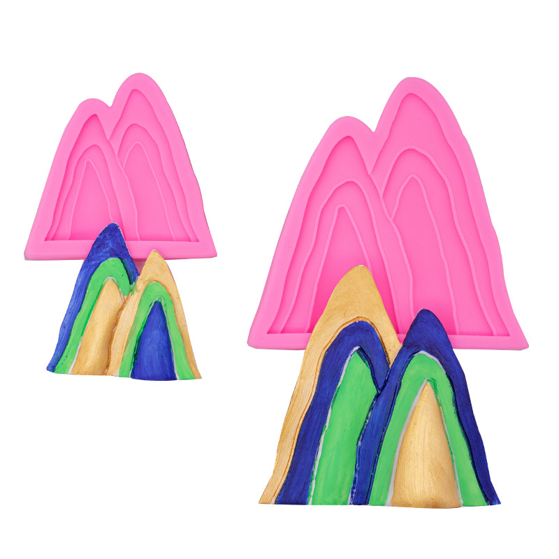 Grande y pequeño Montaña Roca silicona molde pastel chino postre hornear decoración chocolate fondant molde