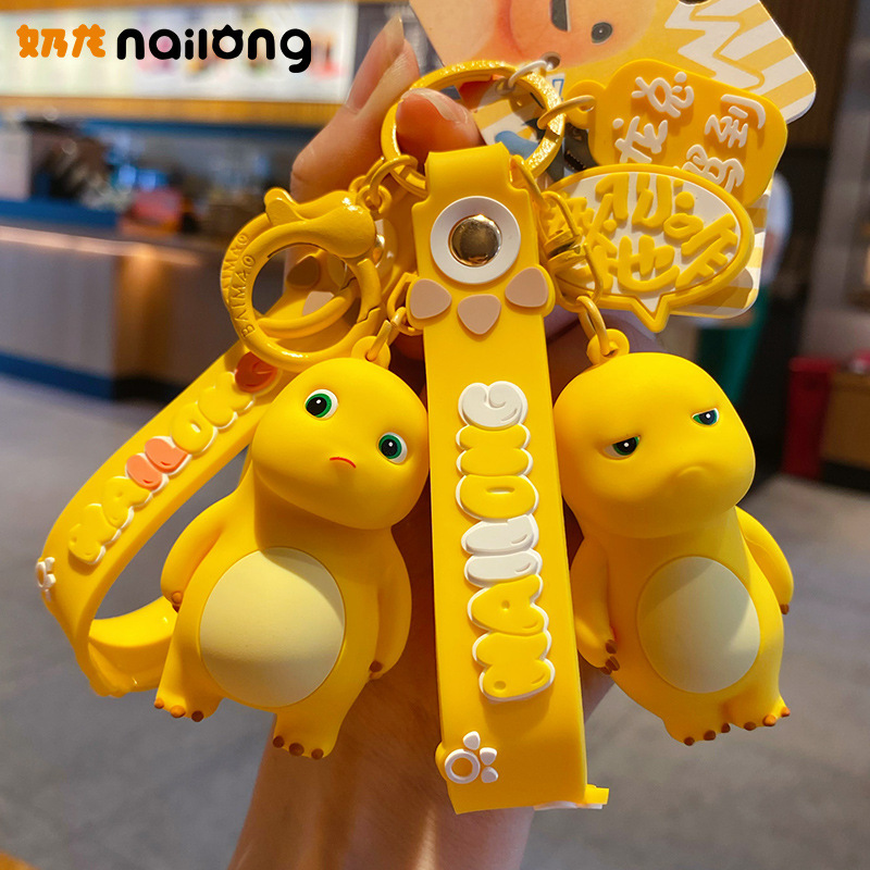 Genuine Milk Dragon Car Keychain Couple Cute Fashion Exquisite School Bag Pendant Cartoon Doll Keychain Pendant