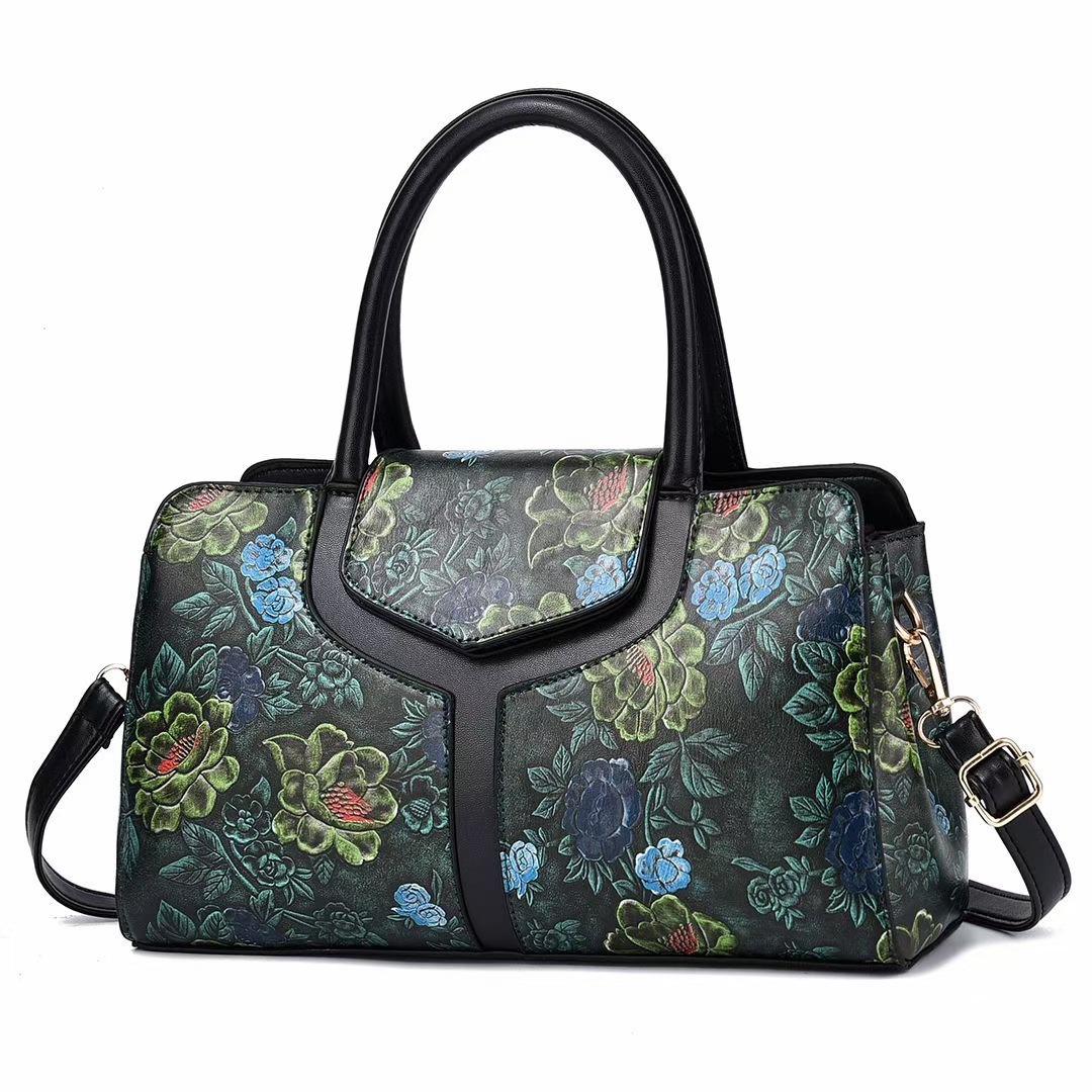 1208g Weight Polyester Lining Material Women's Large Pu Leather Color Block Vintage Style Square Zipper Handbag