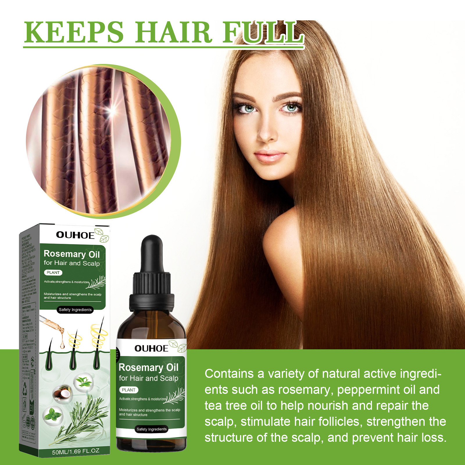 Ouhoe Hair Care Rosemary Oil Rosemary Essence Nourish Hair Tail Smooth Care Hair Care Essential Oil