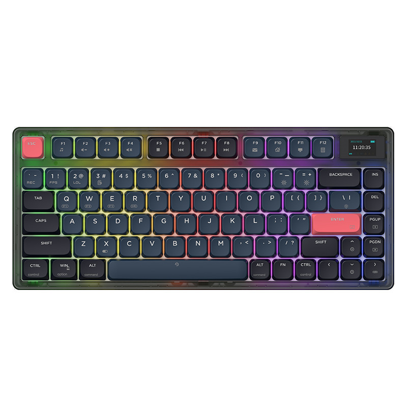 Heijue AK832PRO カラー スクリーン有線 Bluetooth 2.4 3 モード メカニカル キーボード ガスケット構造低軸 PBT キーキャップ|undefined