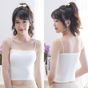 Ice Silk White small camisole women's inner wear summer with chest pad tube top bottoming outer wear hot girl beauty back underwear