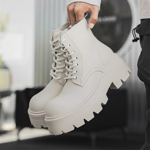 Martin Boots for Men and Women Couple 2024 New British Style Rhubarb Boots Motorcycle Boots Thick Bottom Tooling Boots 7531-H