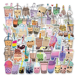 Sticker, waterproof cute milk tea from pearl, internet celebrity