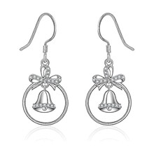 欧美跨境新款圣诞节耳饰设计精美铃铛蝴蝶结圆形镂空吊坠耳环批发