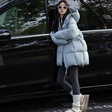 跨境羽绒棉服女冬中长款2025韩版新款纯色面包服外贸棉衣外套