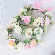 新娘影楼跟妆发饰花环发冠森女头花公主海边沙滩婚纱头饰发带批发
