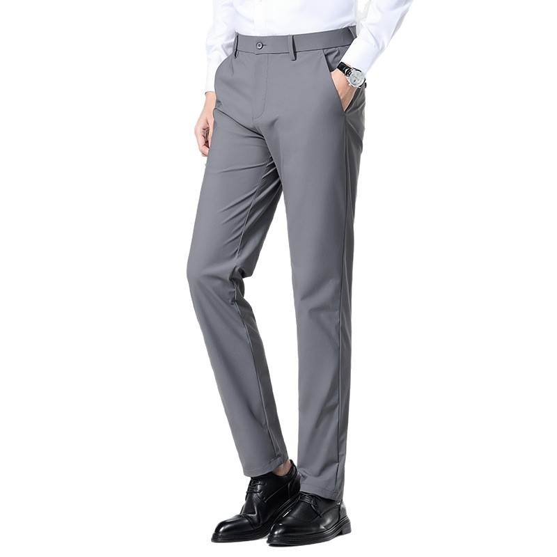 Hombres de verano de viaje pantalones casuales de hielo delgados pantalones elásticos de nueve puntos de alto nivel de negocios pantalones profesionales