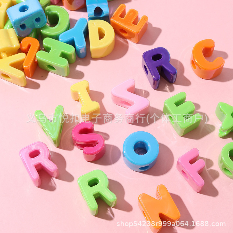 Colorful UV Hole 6mm Acrylic English Alphabet Beads Macaron Dopamine Handmade Beads Straight Hole Beads Bag Hanging