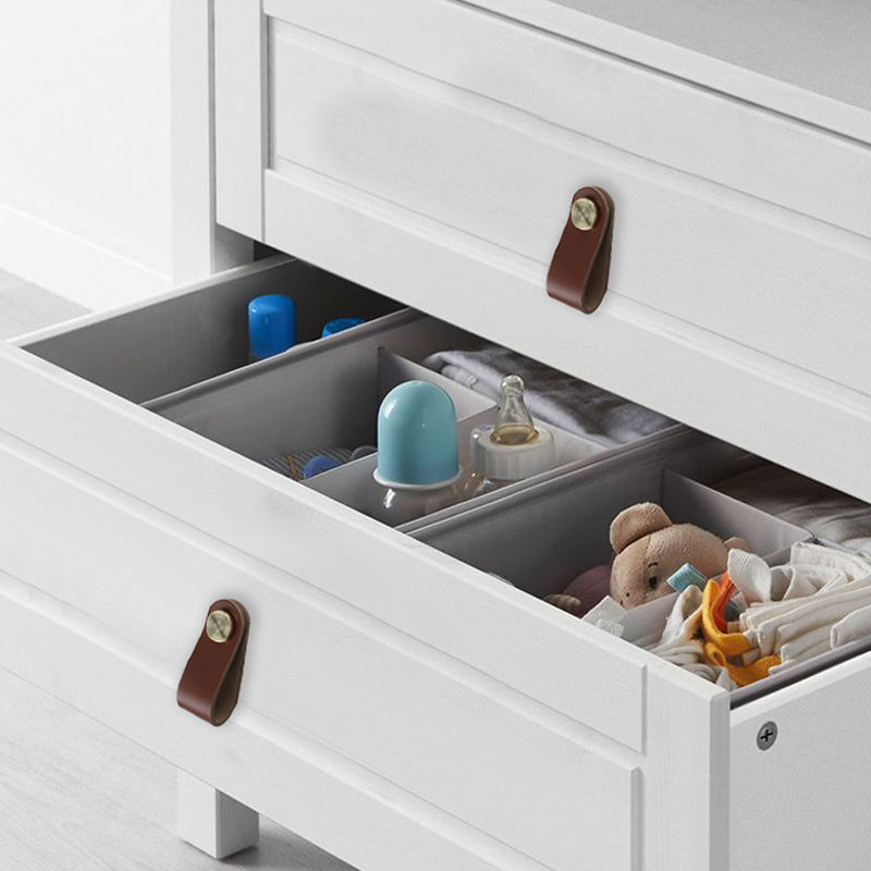 Colorful leather handles for cabinet doors, anti-collision, cute brown, simple cabinets, wardrobe drawers, leather handles, luggage handles