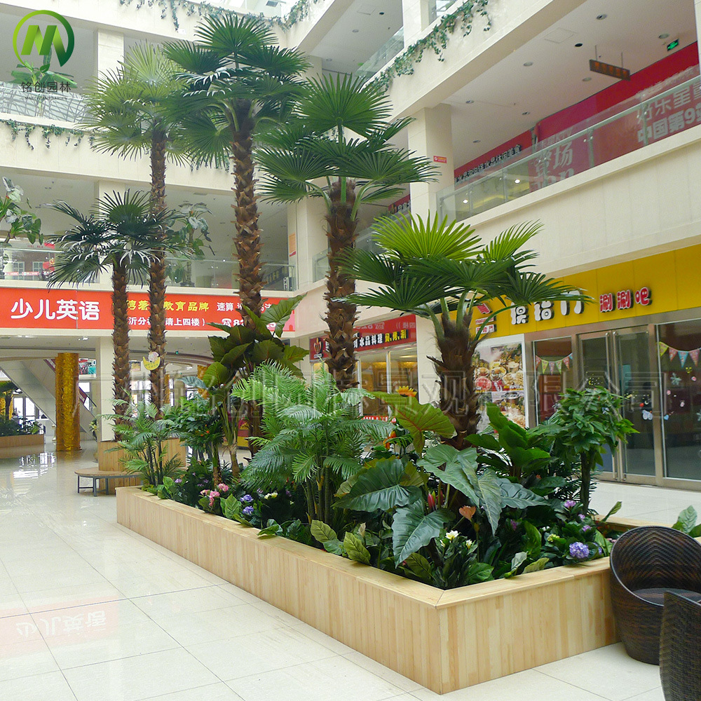 Palmeras artificiales para decoración, grandes palmeras de abanico simuladas, árboles simulados para exteriores, árboles falsos de fibra de vidrio