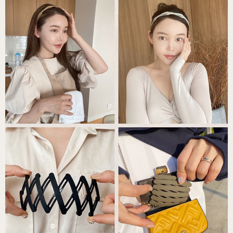 2021 Japonais Et Coréen Nouveau Rétractable Bandeau Femmes Simple Tout-match De Non-glissement Cheveux Fixer Nettoyant Visage Bande De Cheveux Portable Portable Épingle À Cheveux Des Femmes display picture 1