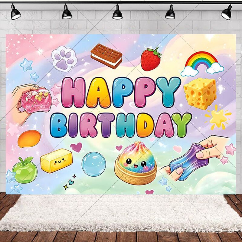 New cross-border product: Bun Squishy Toy, children's birthday party photo photography backdrop, studio props, decorative banner