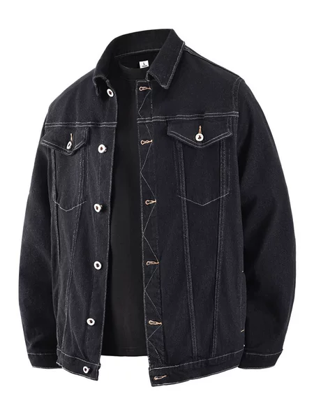 Plus-size men's denim jacket, non-fading, loose-fitting, stretchy, classic, durable, made of Lyocell, extra-large size