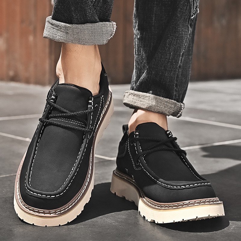 2024 nuevos zapatos de trabajo de hombre zapatos de cuero grandes zapatos de moda retro zapatos casuales británicos de altura baja zapatos de moda