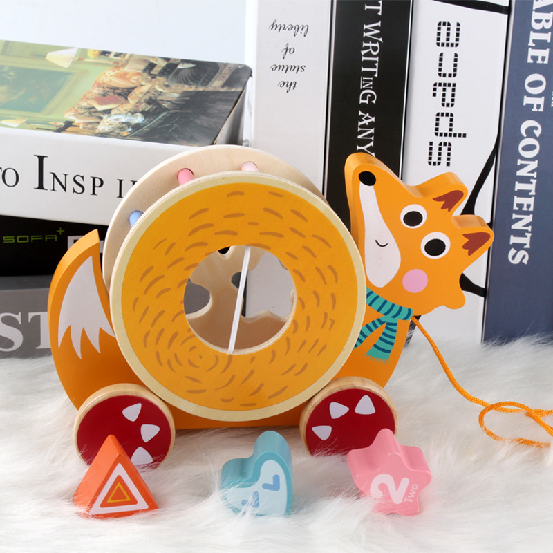 Juguetes educativos de los niños inteligencia arrastre animal bloque construcción forma geométrica juego remolque clasificación cognitiva al por mayor