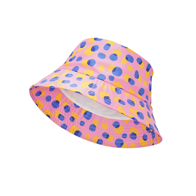 满版印花渔夫帽定制涤纶帽子防晒帽女盆帽促销礼品遮阳帽外贸工厂