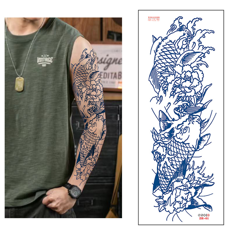 Calcomanías de tatuaje semipermanentes de brazo completo para hombres y mujeres brazo imagen grande jugo de planta no puede lavar las pegatinas de tótem de tatuaje