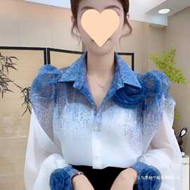 衬衫泡泡2026花朵法式夏季新款上衣设计晒显瘦晒衣女外穿