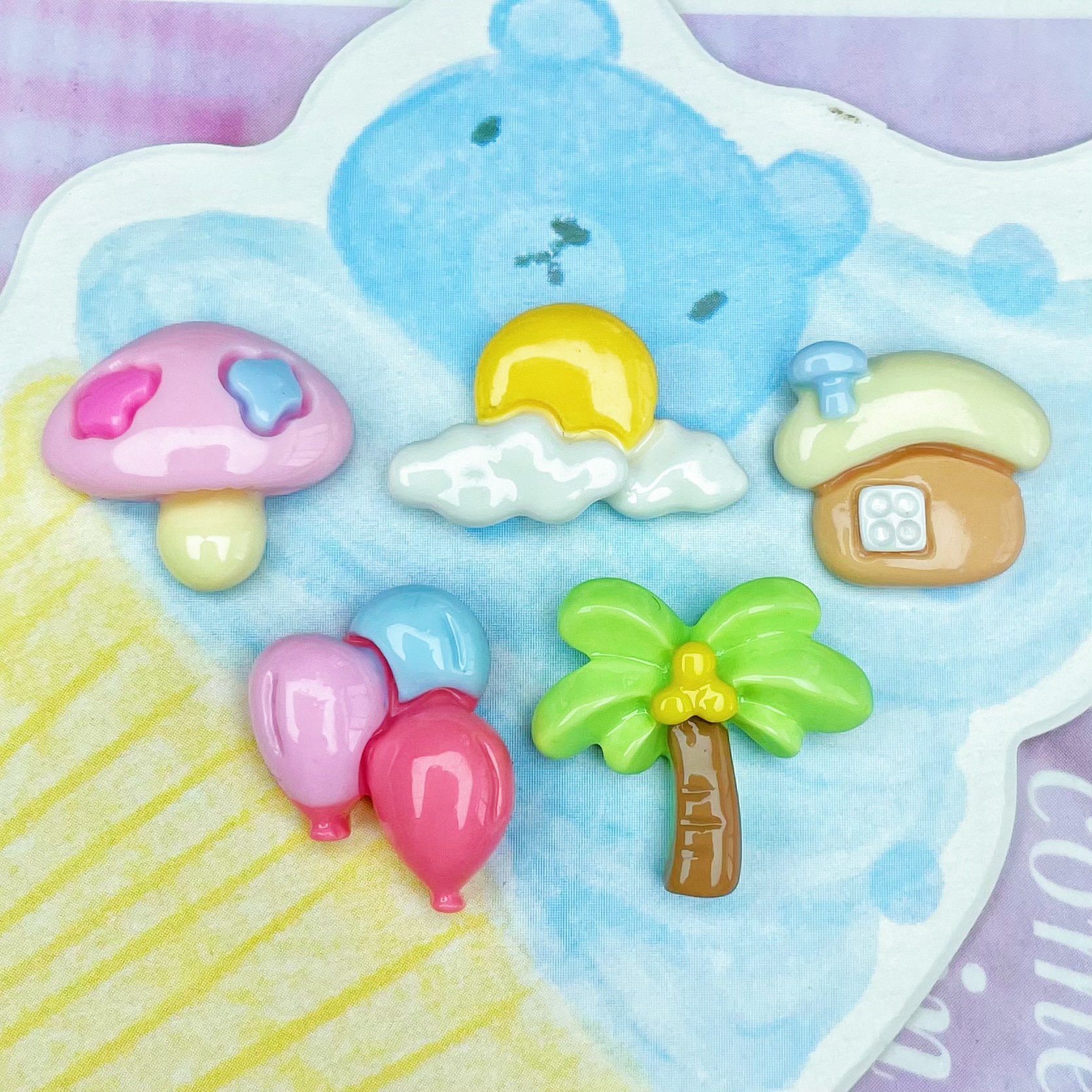 Mini brillante tamaño pequeño globo de coco Sunrise Sun accesorios resina DIY pegamento crema caja del teléfono con horquilla N