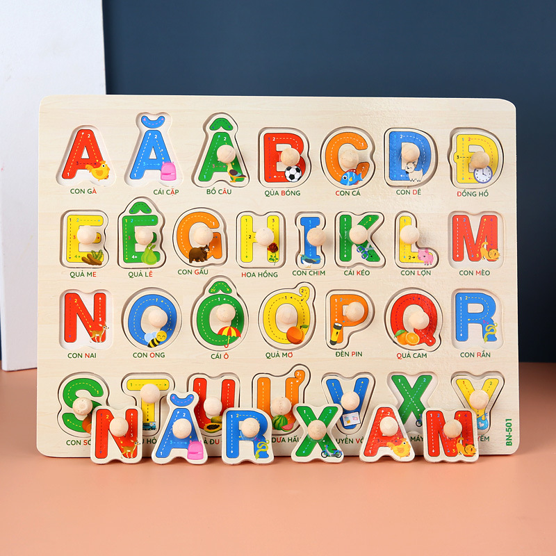 Juguete de rompecabezas cognitivo de madera para niños con números, letras, animales y tráfico, personalizable para suministro a vendedores ambulantes.